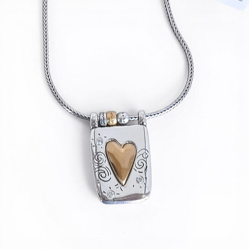 Brighton Remember Your Heart Two Tone Silver Gold Sculptural Pendant J48522